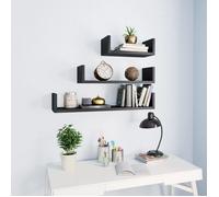 ""SALE 2025""Étagères flottantes de salon - Étagères murales 3 pcs Noir - bois d'ingénierie,3,78 Kg 9464