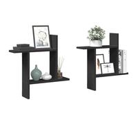 ""SALE 2025""Étagères flottantes de salon - Étagères murales - Lot de 2 - noir 50x12x50 cm - bois d'ingénierie,4,45 Kg 9449