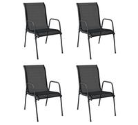 ""SALE 2025""Fauteuils relax/Maximum 110 kg - Chaises de jardin 4 pcs Acier et textilène Noir Chill594081