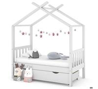 ""SALE 2025""Lit simple Adolescent - Cadre de lit enfant avec tiroir blanc pin massif 70x140 cm,22,6 Kg 3591