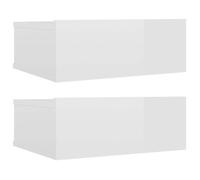 ""SALE 2025""Lot de 2 armoires de chevet flottantes - Table téléphone Chambre - MOOD - blanc brillant - Bois ingénierie Chill8273688
