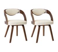 ""SALE 2025""Lot de 2 Chaises de Salon/Restaurant/ Chaises à manger - Ensemble 2 pièces Moderne - crème bois courbé et similicuir