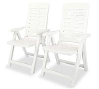 ""SALE 2025""- lot de 2 - Fauteuils de Jardin Chaises inclinables de jardin Plastique Blanc - 60x61x108 cm,14,08 Kg 1632