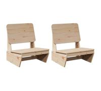 ""SALE 2025""Lot de 2 fauteuils relax/ Chaises de jardin - Ensemble de 2 pièces - 60x64x70,5 cm bois massif de pin Chill899755