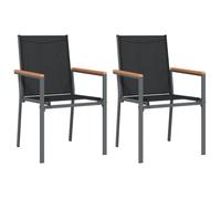 ""SALE 2025""Lot de 2 fauteuils relax/ Chaises de jardin - Ensemble de 2 pièces - noir 55x61 5x90cm textilène et acier Chill754767
