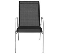 ""SALE 2025""Lot de 2 fauteuils relax/ Chaises empilables de jardin - Ensemble de 2 pièces - Acier et textilène Noir Chill886436
