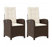 ""SALE 2025""Lot de 2 fauteuils relax/ Chaises inclinables de jardin - Ensemble de 2 pièces - et coussins marron rotin Chill170552