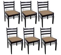 ""SALE 2025""Lot de 6 Chaises de Salon/Restaurant/ Chaises à manger - Ensemble 6 pièces Moderne - marron bois solide et velours