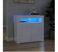 ""SALE 2025""Meuble bas bahut vaisselier - Buffet avec lumières LED - Blanc brillant - 80x35x75 cm,30 Kg 4347