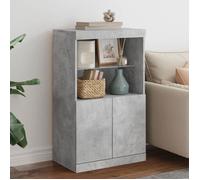 ""SALE 2025""Meuble bas bahut vaisselier - Buffet avec lumières LED - Gris béton - 60,5x37x100 cm,26,93 Kg 3727