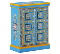 ""SALE 2025""Meuble bas bahut vaisselier - Buffet - Bois massif de manguier Peinture manuelle turquoise,18,32 Kg 4482