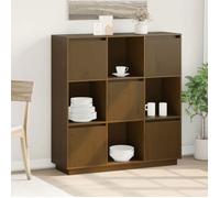 ""SALE 2025""Meuble bas bahut vaisselier - Buffet - Marron miel - 110,5x35x117 cm - Bois massif de pin,28,98 Kg 7778