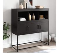 ""SALE 2025""Meuble bas bahut vaisselier - Buffet noir 100 5x39x107 cm acier 22 Kg 2353
