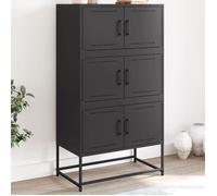 ""SALE 2025""Meuble bas bahut vaisselier - Buffet noir 68,5x38,5x123,5 cm acier,25,62 Kg 2528