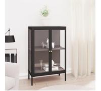 ""SALE 2025""Meuble bas bahut vaisselier - Buffet Noir 75x35x105 cm - Acier et verre,29,28 Kg 2539