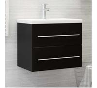 ""SALE 2025""Meuble bas sous évier - Armoire d'évier avec lavabo intégré Noir - Aggloméré,27,5 Kg 1188