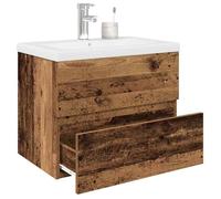 ""SALE 2025""Meuble bas sous évier - Meuble lavabo avec bassin et robinet intégrés - vieux bois -,26,9 Kg 3695