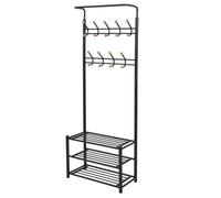 ""SALE 2025""Meuble d’Entrée CLOUD - Porte-manteau avec rangement pour chaussures 68x32x182,5cm Noir chill987285