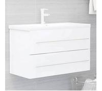 ""SALE 2025""Meuble salle de bain suspendu - Armoire d'évier - Blanc 80x38,5x48 cm - Bois d’ingénierie,17,85 Kg 6873
