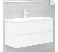 ""SALE 2025""Meuble salle de bain suspendu - Armoire d'évier - Blanc 90x38,5x45 cm - bois d'ingénierie,19,42 Kg 9440
