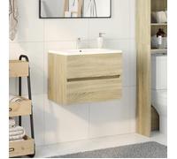 ""SALE 2025""Meuble salle de bain suspendu - Armoire d'évier - Chêne sonoma - 60x38,5x45 cm - Aggloméré,13,5 Kg 5172