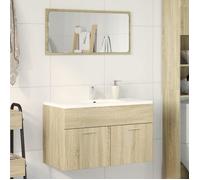 ""SALE 2025""Meuble salle de bain suspendu - Armoire d'évier - Chêne sonoma - 80x38,5x46 cm - Aggloméré,14,5 Kg 1849