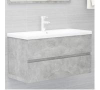 ""SALE 2025""Meuble salle de bain suspendu - Armoire d'évier - Gris béton - 90x38,5x45 cm - bois d'ingénierie,19,42 Kg 6358