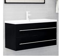 ""SALE 2025""Meuble salle de bain suspendu - Armoire d'évier - Noir 100x38,5x48 cm - Bois d’ingénierie,19,95 Kg 7005