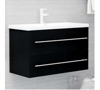 ""SALE 2025""Meuble salle de bain suspendu - Armoire d'évier - Noir 80x38,5x48 cm - Bois d’ingénierie,17,85 Kg 7664