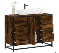 ""SALE 2025""Meuble salle de bain suspendu - Armoire lavabo de salle de bain - Chêne fumé - bois d'ingénierie,29 Kg 5875