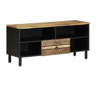 ""SALE 2025""Meuble TV - armoire TV bas - noir 100x33,5x46 cm bois massif manguier brut,19,85 Kg 7351
