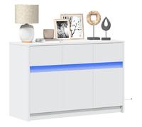 ""SALE 2025""Meuble TV avec LED - Armoire Basse Stéréo - blanc 91x34x61 cm - bois d'ingénierie,29,51 Kg 2684