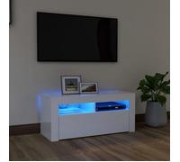 ""SALE 2025""Meuble TV avec lumières LED - Armoire Basse Stéréo - Blanc brillant - 90x35x40 cm,19,42 Kg 7155