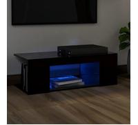 ""SALE 2025""Meuble TV avec lumières LED - Armoire Basse Stéréo - Noir 90x39x30 cm,15,75 Kg 4563