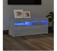 ""SALE 2025""Meuble TV avec lumières LED - Armoire Basse Stéréo - Sonoma gris - 90x35x40 cm,20 Kg 9038