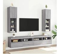 ""SALE 2025""Meubles TV avec lumières LED - Armoire Basse Stéréo - Lot de 2 - Sonoma gris - 30,5x30x102 cm,30 Kg 5366