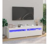 ""SALE 2025""Meubles TV - Lot de 2 - avec lumières LED - Armoire Basse Stéréo - Blanc 75x35x40 cm,31,5 Kg 5770