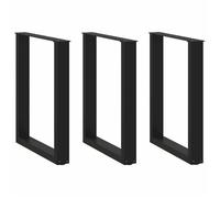 ""SALE 2025""Pieds de table basse forme de U 3 pcs noir 70x(72-73) cm acier,20,6 Kg 3061