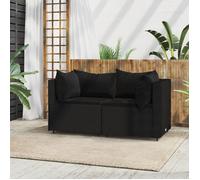""SALE 2025""Sofa canapé de patio - Canapés d'angle de jardin et coussins - Lot de 2 - Noir Résine tressée - 63x63x57,5 cm,15,9 Kg