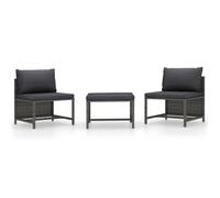 ""SALE 2025""Sofa de jardin - Salon de jardin 3 pcs avec coussins Gris Résine tressée - 54x60x60 cm,17,7 Kg 6366