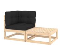 ""SALE 2025""Sofa de jardin - Salon de jardin - Lot de 2 - avec coussins - Bois de pin massif - 70x70x67 cm,25 Kg 2347