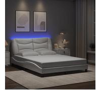 ""SALE 2025""Structure/Cadre de lit avec LED - Lit 2 personnes - blanc 140x200 cm,29.27 Kg 9896