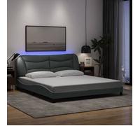""SALE 2025""Structure/Cadre de lit avec LED - Lit 2 personnes - gris clair - 180x200 cm tissu,32.27 Kg 4227