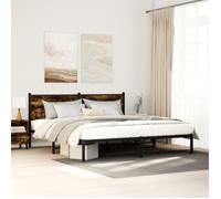 ""SALE 2025""Structure/Cadre de lit en métal - Lit 2 personnes - chêne fumé - 160x200 cm,28.65 Kg 6159