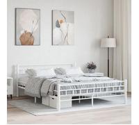 ""SALE 2025""Structure/Cadre de lit et tête de lit - Lit 2 personnes - blanc 160x200 cm métal,22.59 Kg 9807