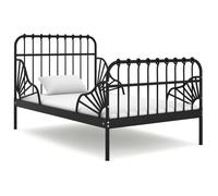 ""SALE 2025""Structure/Cadre de lit extensible - Lit 1 personne - Noir Métal 80x130/200 cm,21.9 Kg 6343