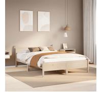 ""SALE 2025""Structure/Cadre de lit - Lit 2 personnes - 140x190 cm - bois de pin massif,25.7 Kg 9115