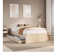 ""SALE 2025""Structure/Cadre de lit - Lit 2 personnes - avec tiroirs 120x190 cm bois de pin,44 Kg 3410