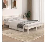 ""SALE 2025""Structure/Cadre de lit - Lit 2 personnes - bois de pin massif 140x190 cm blanc,20 Kg 4408