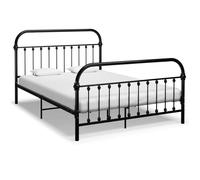 ""SALE 2025""Structure/Cadre de lit - Lit 2 personnes - et tête de lit - noir 160x200 cm métal,25.55 Kg 5161